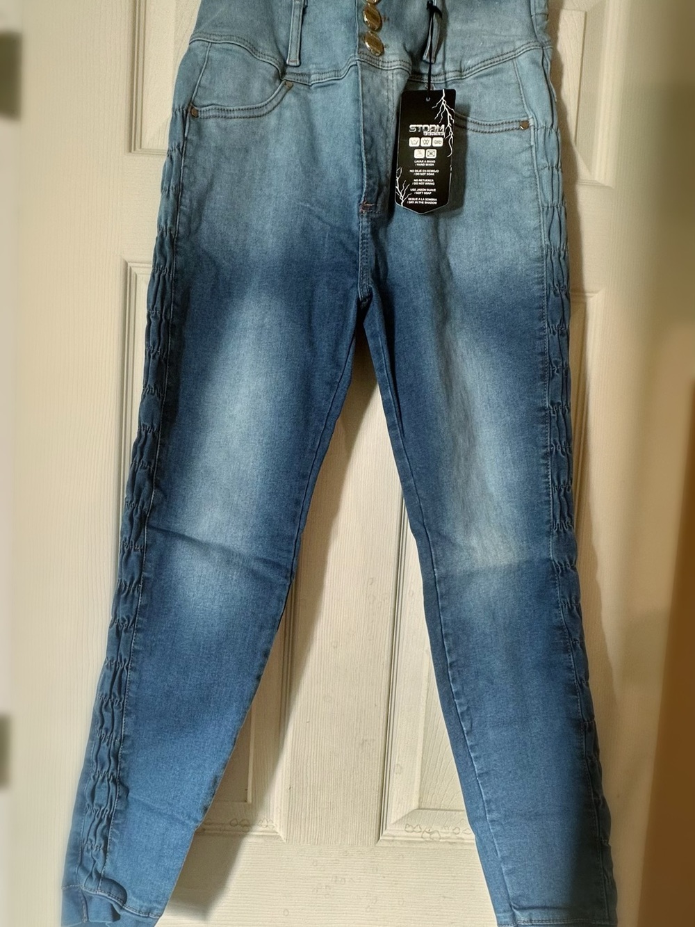 NEW High-Rise Blue Push-Up Colombian Jeans for Women - Picture 3 of 6